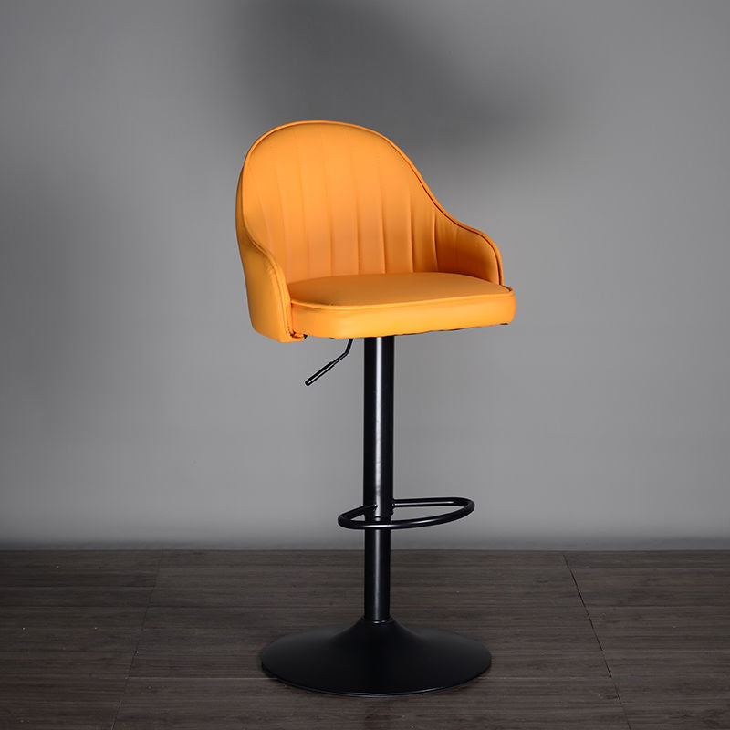 Bar Chair Bar Stool with Vertical Channel-Tufted Backrest Upholstered Cushion Black Metal Base Multifunctional Height Adjustable Swivel Stool for Home Bar Kitchen Island Pub Living Room Home Decor