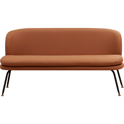 Minimalist Curved Fabric Sofa Single & Multi-Seat Options Soft Brown Fabric Black Metal Legs