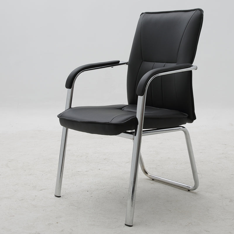 Office Chair PU Leather Upholstered Seat and Backrest with Chrome Metal Sled Base Ergonomic Armrest Padded Executive Guest Chair for Conference Room Reception Waiting Room and Home Office