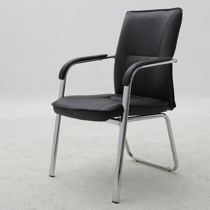 Office Chair PU Leather Upholstered Seat and Backrest with Chrome Metal Sled Base Ergonomic Armrest Padded Executive Guest Chair for Conference Room Reception Waiting Room and Home Office