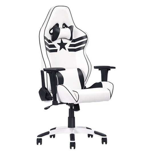 Captain America-Themed Gaming Chair Racing-Style Ergonomic Reclining Chair with Star-Stripe Emblem