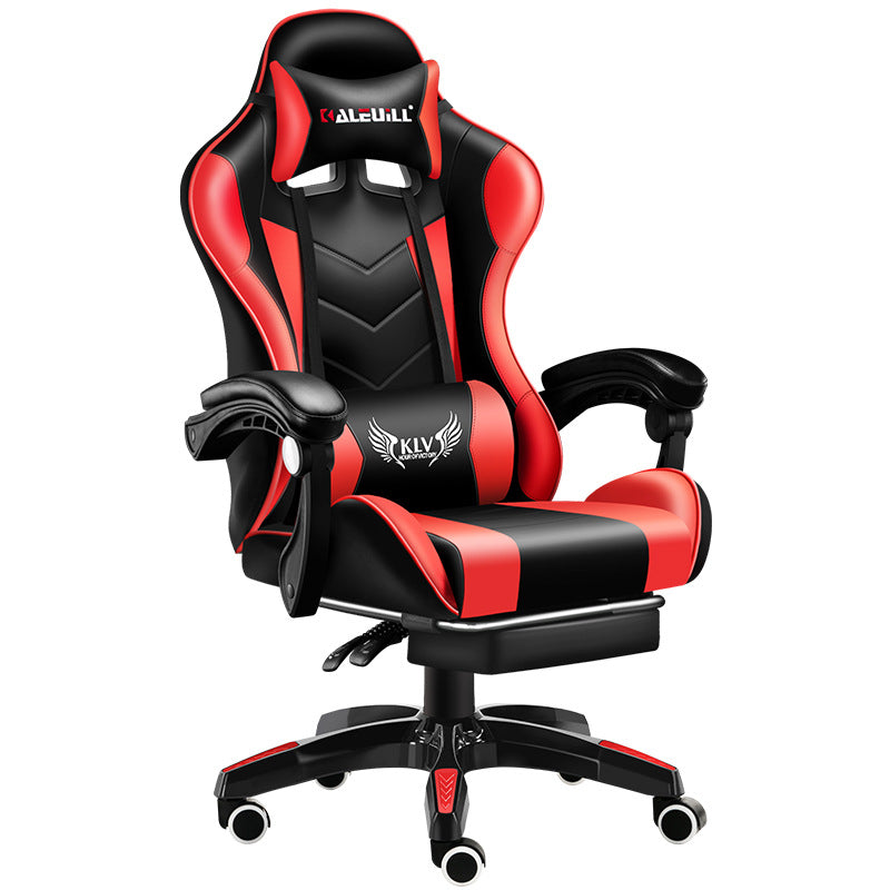 KALEULL Massage Gaming Chair Racing-Style Ergonomic Reclining Chair with Footrest & Vibrating Lumbar Support