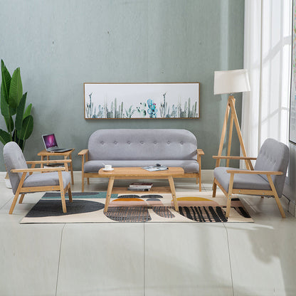 Modern Green Leather Loveseat with Wooden Frame Tufted Design for Living Room
