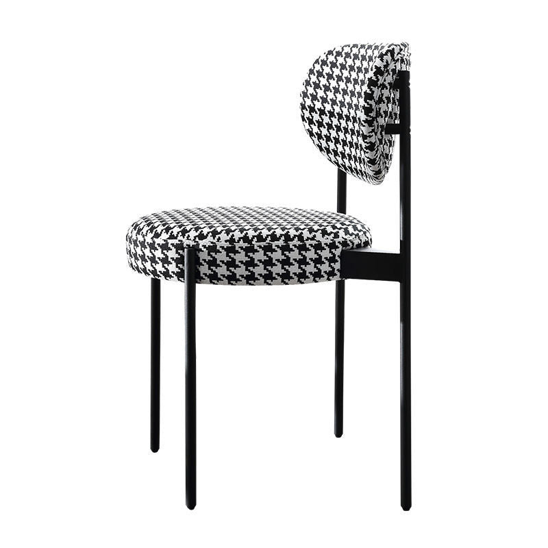 Modern Stylish Dining Chair Black Metal Frame Multi-Fabric Options & Curved Back Design