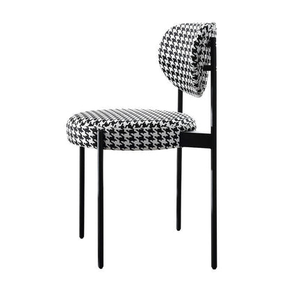 Modern Stylish Dining Chair Black Metal Frame Multi-Fabric Options & Curved Back Design