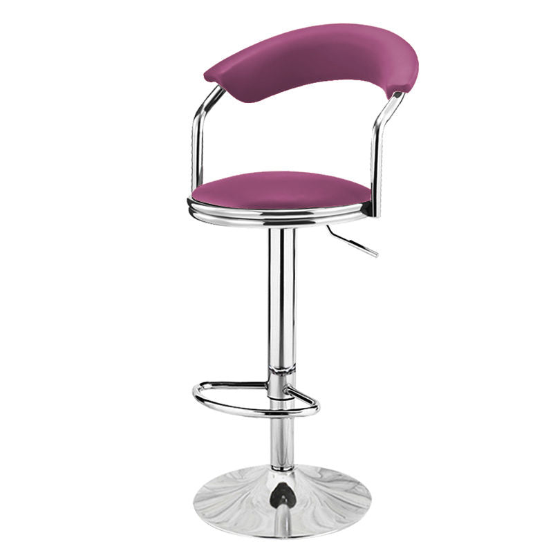 Bar Chair Bar Stool with Half-Moon Backrest PU Leather Cushion Chrome Metal Base Multifunctional Height Adjustable Swivel Stool for Home Bar Kitchen Island Pub Living Room Home Decor