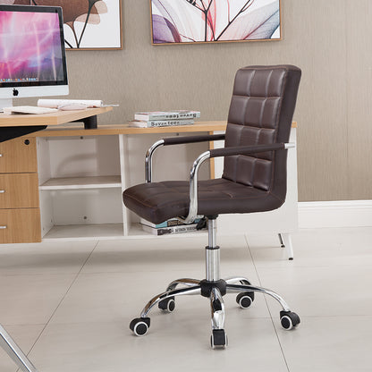Bar Chair Bar Stool with Grid Quilted Cushion PU Leather Upholstered Chrome Metal Armrests and Casters Multifunctional Adjustable Height Swivel Stool for Home Bar Kitchen Island Pub Living Room Home Decor
