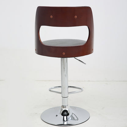 Bar Chair Bar Stool with Hollow Wood Frame PU Leather Seat Chrome Metal Base Multifunctional Height Adjustable Swivel Stool for Home Bar Kitchen Island Pub Living Room Home Decor