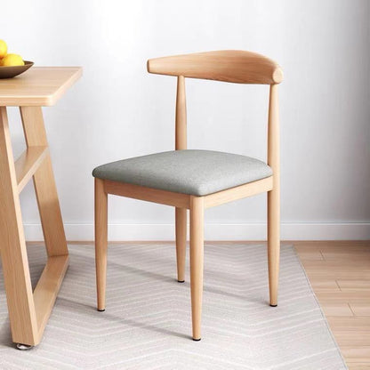 Warm Wooden Dining Chair Curved Solid Wood Back Multi-Material Cushions & Versatile Design