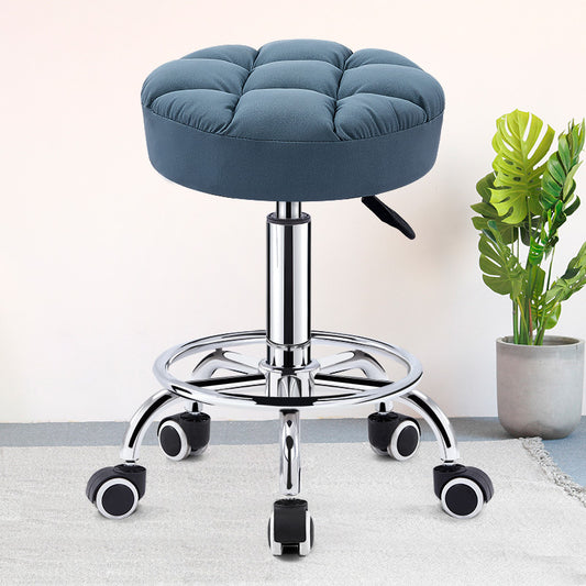 Bar Chair Adjustable Swivel Bar Stool with Backrest Fabric Upholstered Tufted Round Seat Chrome Metal Legs Multifunctional Rolling Bar Stool for Home Bar Kitchen Island Pub Living Room Home Decor
