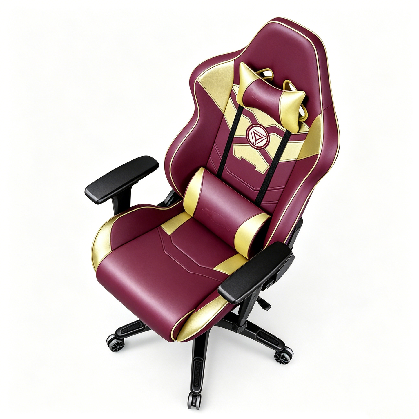 Iron Man Themed Ergonomic Gaming Chair High Back PU Leather Racing Style Computer Chair with Adjustable Headrest Lumbar Pillow and 4D Armrests