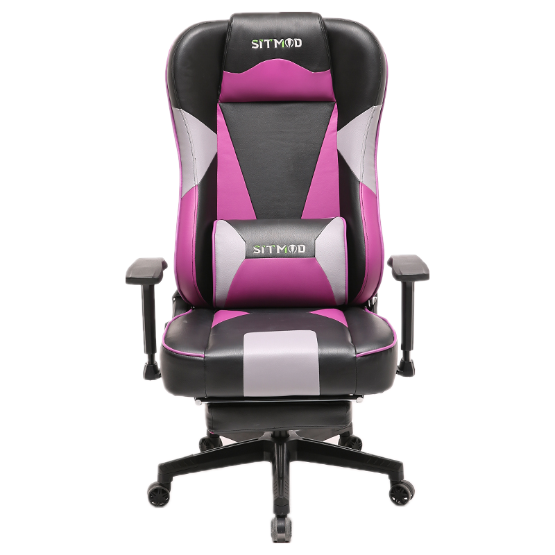 Ergonomic Gaming Chair High Back PU Leather Racing Style Computer Chair with Footrest Adjustable Headrest Lumbar Pillow 180° Reclining Swivel Office Chair
