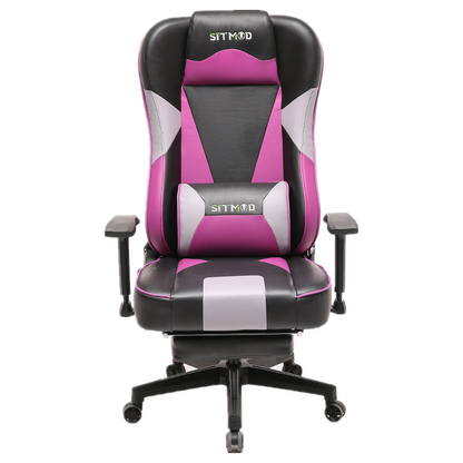 Ergonomic Gaming Chair High Back PU Leather Racing Style Computer Chair with Footrest Adjustable Headrest Lumbar Pillow 180° Reclining Swivel Office Chair