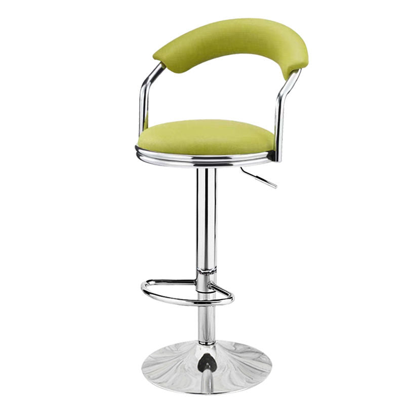 Bar Chair Bar Stool with Half-Moon Backrest PU Leather Cushion Chrome Metal Base Multifunctional Height Adjustable Swivel Stool for Home Bar Kitchen Island Pub Living Room Home Decor