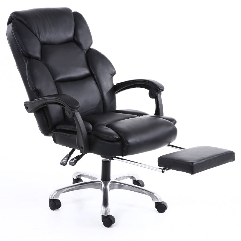 Executive Office Chair High-Back Plush Ergonomic Desk Chair with Retractable Footrest, Premium PU Leather Reclining Office Chair with 360° Swivel & Height Adjustment Luxury Office Chair for Home & Corporate Spaces