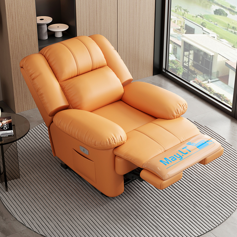 Single Seater Recliner Chair Adjustable Functional Sofa with Phone Holder Side Pocket Ergonomic Living Room Home Theater Lounge Chair