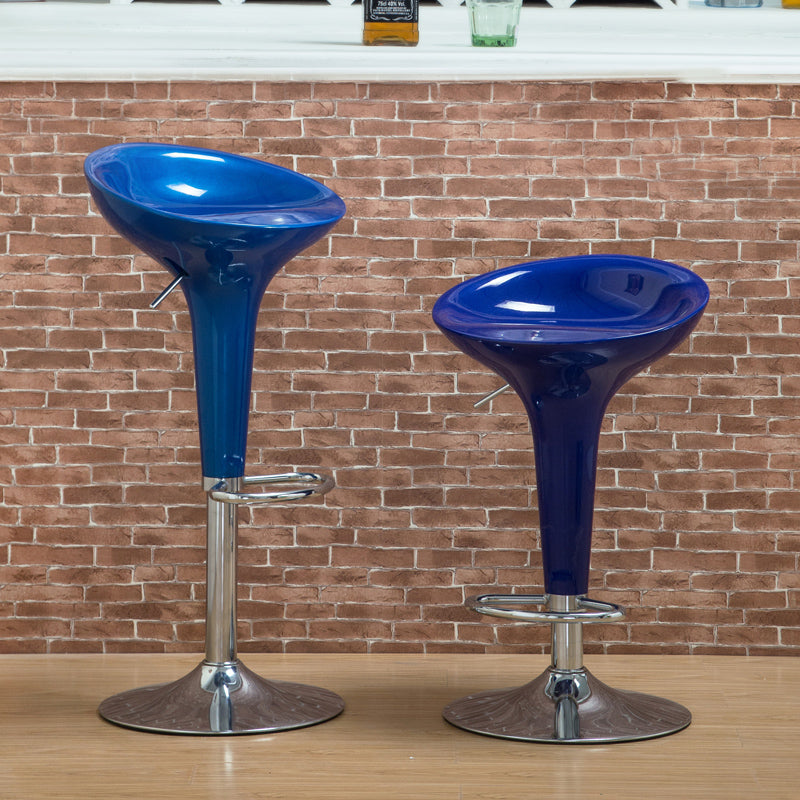 Bar Chair Bar Stool with Glossy ABS Plastic Integrated Seat Chrome Metal Base Multifunctional Height Adjustable Swivel Stool for Home Bar Kitchen Island Pub Living Room Home Decor
