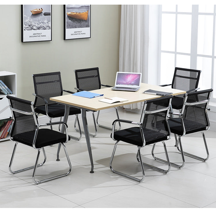 Mid-Back Conference Chair Ergonomic Visitor Chair with Breathable Mesh/Fabric/PU Leather, Chrome Steel Bow Base Multi-Color Office Chair for Meeting Rooms & Reception Areas