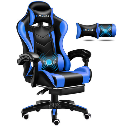 Ergonomic Gaming Chair High Back PU Leather Racing Style Computer Chair with Footrest Adjustable Headrest Lumbar Pillow 90°-135° Reclining Swivel Office Chair