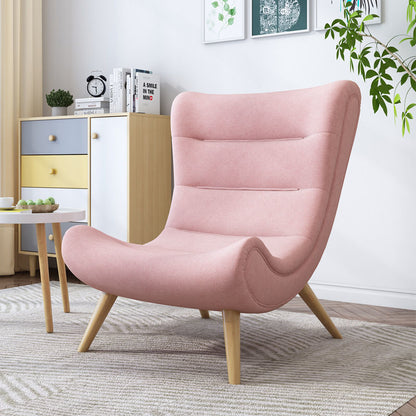 Modern Cozy Leisure Sofa Plush Multi-Hue Fabric Curved Wrapped Back & Matching Ottoman Set