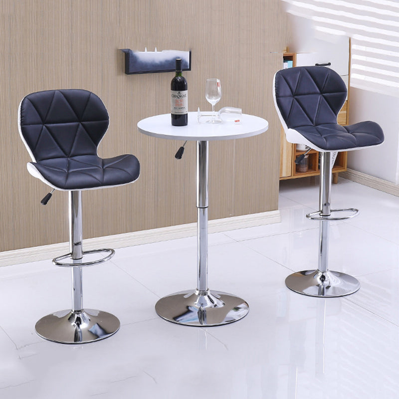 Bar Stool Adjustable Height Swivel Bar Chair with Backrest PU Leather Fabric Upholstered Counter Height Stool with Chrome Base and Footrest for Kitchen Island Pub and Home Bar