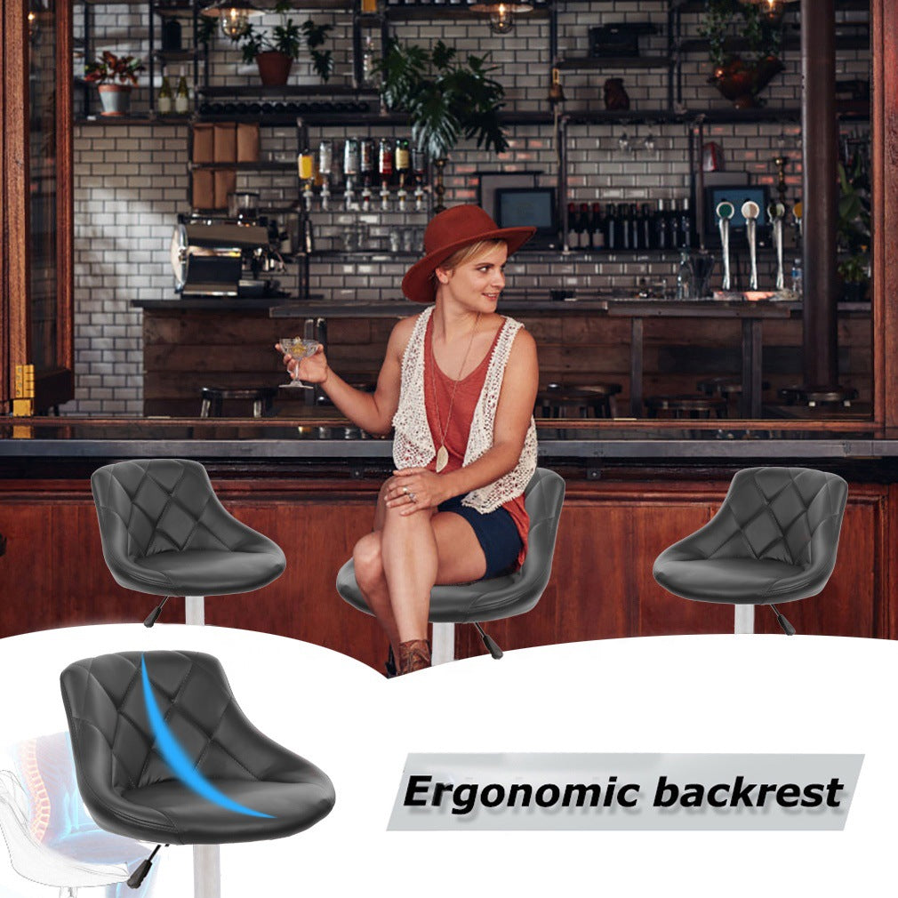 Bar Chair Bar Stool with Diamond Quilted Leather Cushion Chrome Metal Base Multifunctional Height Adjustable Swivel Stool for Home Bar Kitchen Island Pub Living Room Home Decor