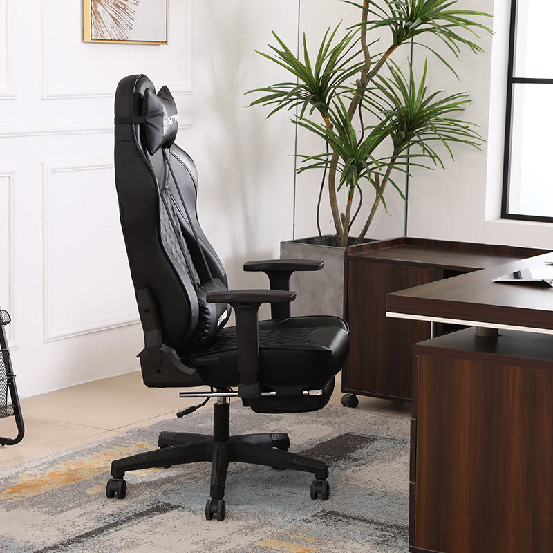 Ergonomic Gaming Chair High Back PU Leather Racing Style Computer Chair with Headrest Lumbar Pillow Footrest Adjustable Armrests for Gaming and Office