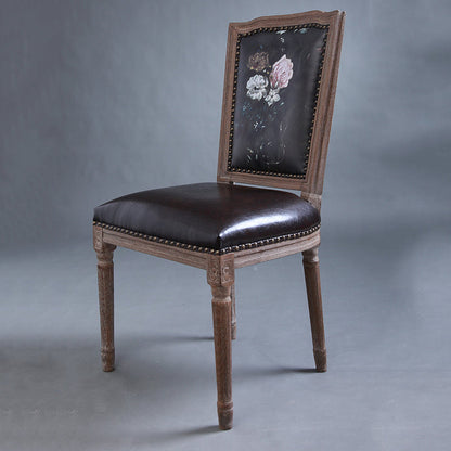Vintage Wooden Chair with Deer Illustration Upholstered Seat for Dining/Living Room