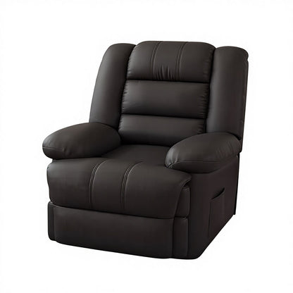 PU Leather Manual Recliner Chair Single Seater Functional Sofa Living Room Lounge Chair with Side Pocket Adjustable Home Theater Seating