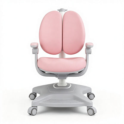 Adjustable Kids Study Chair Ergonomic Children Desk Chair with Double Backrest Footrest and Caster Wheels for Boys Girls Teens Home School Use
