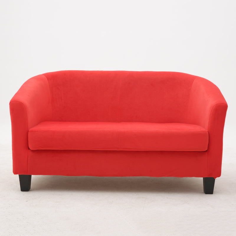 Vibrant Red Leather Tub Armchair Sleek Curved Design Sturdy Wooden Legs Single Seater for Living Rooms & Cozy Reading Nooks