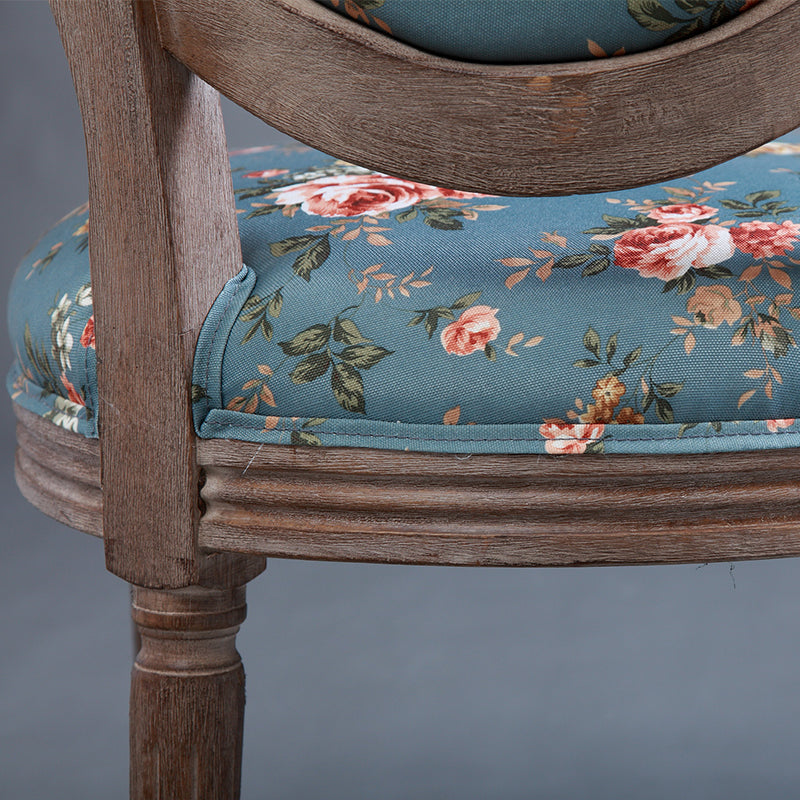 Vintage Floral & Bird Upholstered Chair Wooden Frame for Dining/Living Room