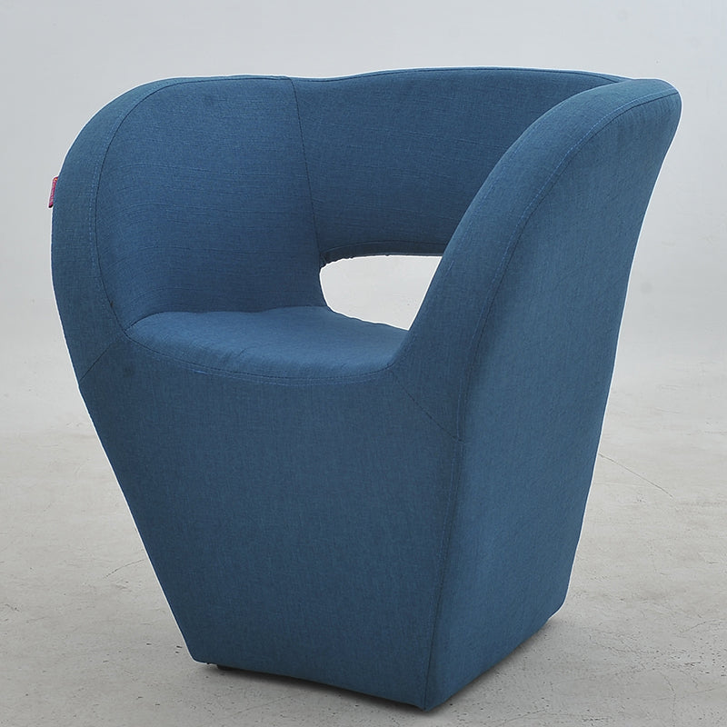 Vibrant Red Modern Hollow-Out Arm Chair Soft Contoured Fabric Seating Sleek Statement Piece for Stylish Living Rooms & Contemporary Spaces