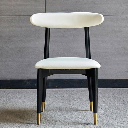 Modern Minimalist Dining Chair Curved Back Design Brass Leg Caps Fabric/Leather Upholstery for Dining & Living Spaces