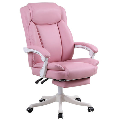 Luxury Brown Leather High-Back Office Chair Footrest, Ergonomic Support Chrome Casters – Plush Executive Seating for Workspaces & Home Offices