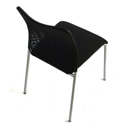Office Chair Mesh Back Fabric Seat with Silver Metal Frame Ergonomic Stackable Conference Room Chair for Reception Meeting Room and Home Office