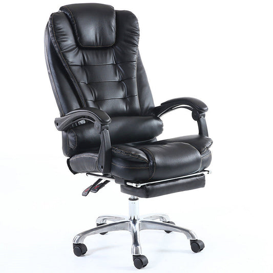 Executive Office Chair High-Back Plush Ergonomic Reclining Desk Chair with Retractable Footrest & Headrest, Premium PU Leather Office Chair with 360° Swivel & Height Adjustment Multi-Color Luxury Office Chair for Home & Corporate Spaces