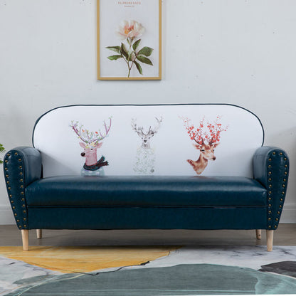 Vintage Studded Leather Sofa Set Patterned Backrest Single & Double Seats Multi-Style Options