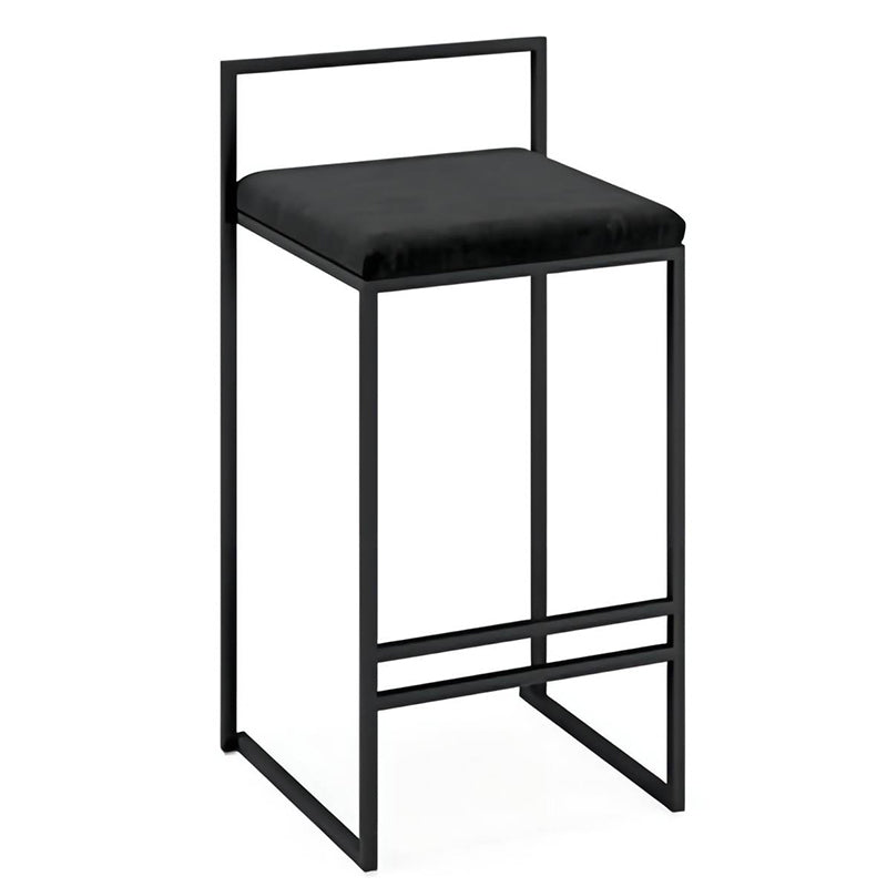 Bar Chair Bar Stool with Minimalist Square Frame Velvet Cushion Black Metal Base Stationary Stool for Home Bar Kitchen Island Pub Living Room Home Decor