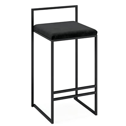 Bar Chair Bar Stool with Minimalist Square Frame Velvet Cushion Black Metal Base Stationary Stool for Home Bar Kitchen Island Pub Living Room Home Decor