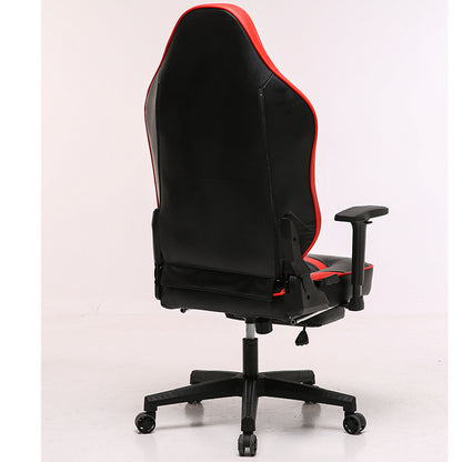 Captain America Style Ergonomic Gaming Chair High Back PU Leather Racing Chair with Footrest Adjustable Headrest Lumbar Pillow 180° Reclining Swivel Office Chair