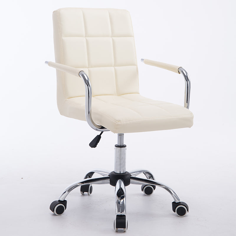 Bar Chair Bar Stool with Grid Quilted Cushion PU Leather Upholstered Chrome Metal Armrests and Casters Multifunctional Adjustable Height Swivel Stool for Home Bar Kitchen Island Pub Living Room Home Decor