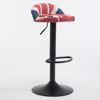 Bar Chair Bar Stool Adjustable Height Swivel Bar Stool with Half Backrest Printed Fabric or Two-Tone PU Leather Upholstered Chrome or Black Metal Base Multifunctional Bar Stool for Home Bar Kitchen Island Pub Living Room Home Decor