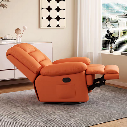 PU Leather Manual Recliner Chair Single Seater Functional Sofa Living Room Lounge Chair with Side Pocket Adjustable Home Theater Seating