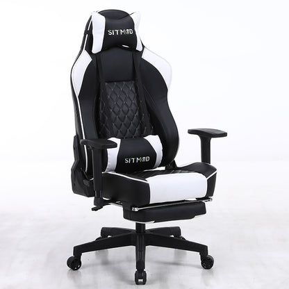 Ergonomic Gaming Chair High Back PU Leather Racing Style Computer Chair with Headrest Lumbar Pillow Footrest Adjustable Armrests for Gaming and Office