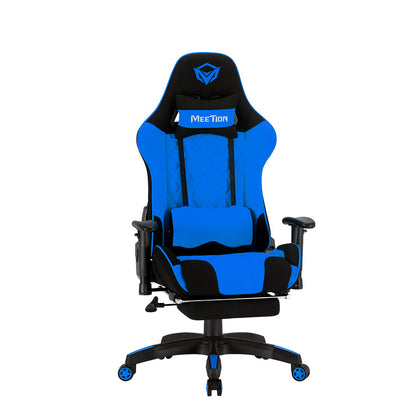 Ergonomic Gaming Chair High Back Fabric Racing Style Computer Chair with Footrest Adjustable Headrest Lumbar Pillow 180° Reclining Swivel Office Chair
