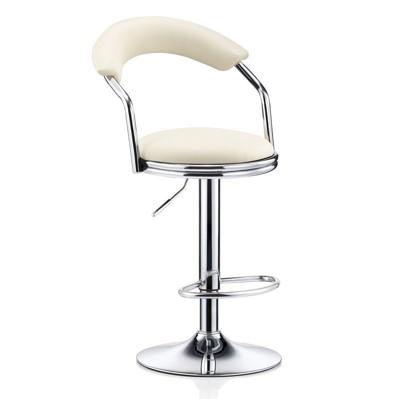 Bar Chair Adjustable Swivel Bar Stool with Curved Backrest PU Leather Upholstered Chrome Metal Legs Multifunctional Counter Height Bar Stool for Home Bar Kitchen Island Pub Living Room Home Decor