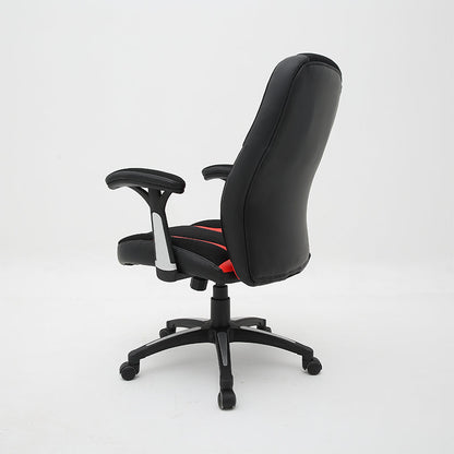 Gaming Office Chair High-Back Ergonomic Desk Chair with Breathable Mesh Premium PU Leather & Fabric Gaming Chair with 360° Swivel & Height Adjustment Black-Red Racing Style Chair for Home Office & Gaming
