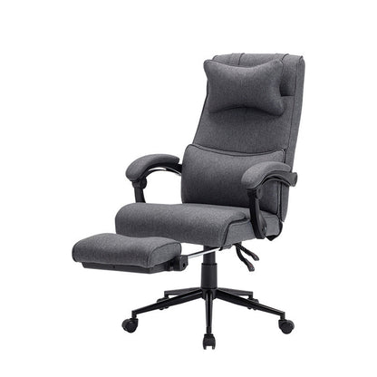 Fabric Reclining Office Chair with Headrest Footrest & Adjustable Ergonomic Support for Comfortable Work Gaming & Relaxing Lounging Sessions