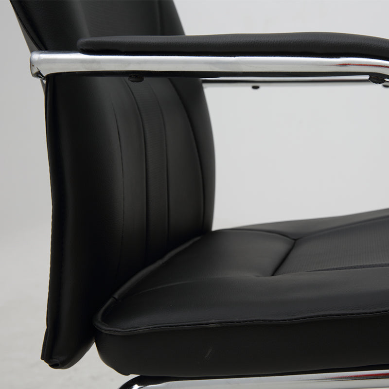 Office Chair PU Leather Upholstered Seat and Backrest with Chrome Metal Sled Base Ergonomic Armrest Padded Executive Guest Chair for Conference Room Reception Waiting Room and Home Office